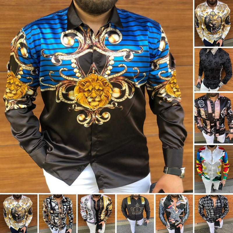 Bedrucktes Langarmhemd im Slim Fit für Herren