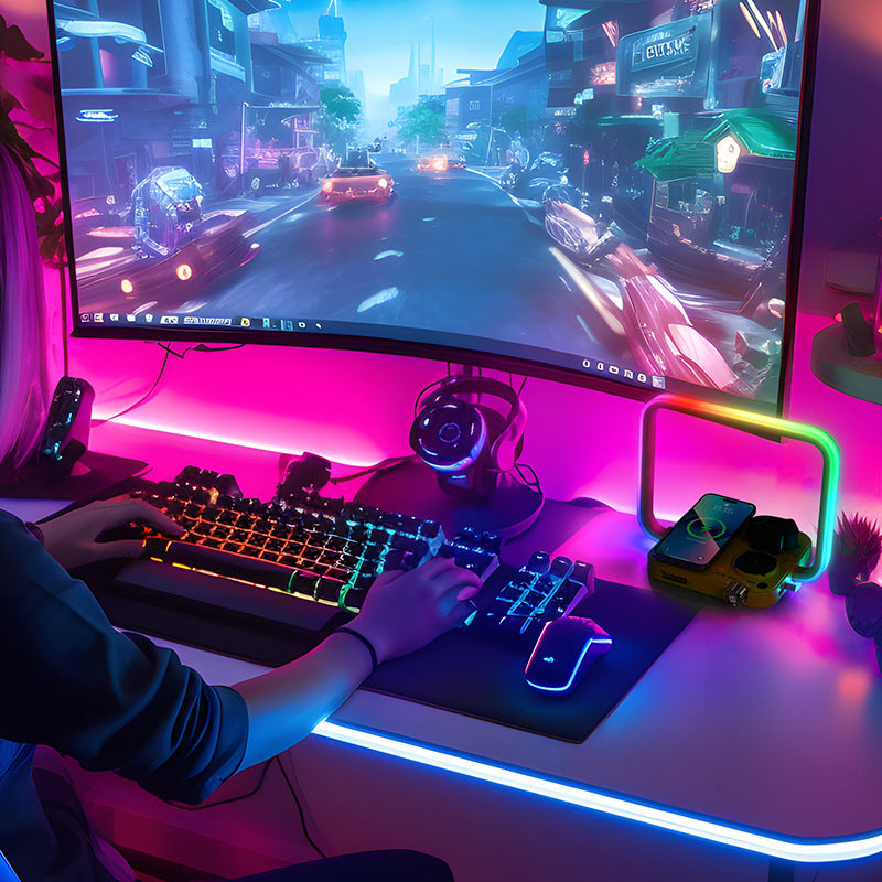 Casque pour téléphone portable, montre, chargeur sans fil multifonction 3 en 1, petite lampe de nuit intelligente