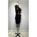 Mesh Long-sleeved Sequin Feather Casual Dress