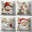 Christmas Pillowcase Set With Christmas Tree, Reindeer, And Snowflake Elements Sofa Cushion Cover