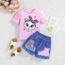 Cartoon Leopard Print Printed Two-piece Suit