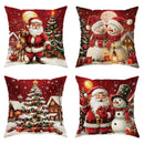 Christmas Pillowcase Set With Christmas Tree, Reindeer, And Snowflake Elements Sofa Cushion Cover