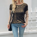 Long Sleeve Round Neck Leopard Print Sweater Top Women