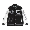 Baseballuniformjacke mit Mondbuchstabenmuster