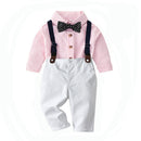 Boys' Spring And Autumn New Striped Shirt Hat Pants Match Suit