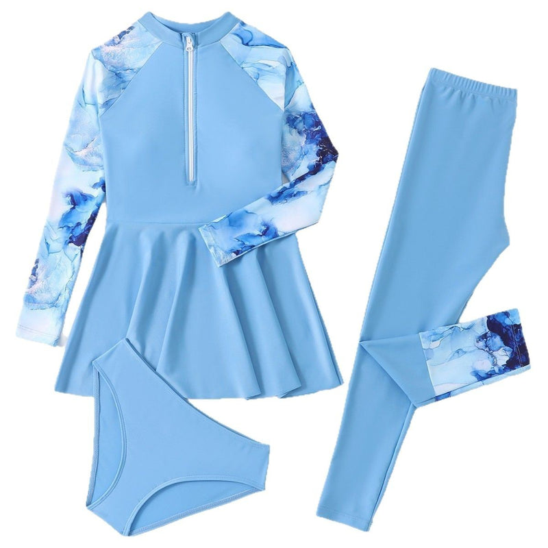 Children's Split Long-sleeved Long Trousers Three-piece Swimsuit