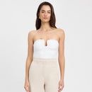 Solid Color Chest-wrapped Backless Pleated Agate T-shirt