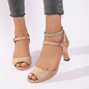 European And American Style Simple Fashion One-word Buckle High Heel Sandals For Women