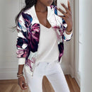 Printed Jacket Women Zipper All-matching Jacket Tops Women