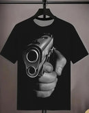 Bedrucktes Herren-T-Shirt, energetisches Kurzarm-T-Shirt mit Rundhalsausschnitt, Sommer-Outdoor-Herrenbekleidung