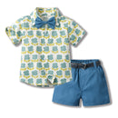 Bowknot Short-sleeved Cardigan Boys' Shorts Two-piece Set