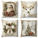 Christmas Pillowcase Set With Christmas Tree, Reindeer, And Snowflake Elements Sofa Cushion Cover