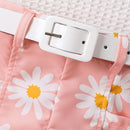 Children's Pure Color Halter Top Printed Shorts Belt