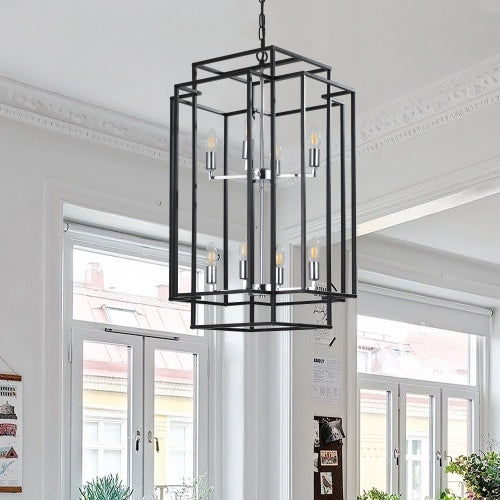 8 Lantern Tiered Chandeliers, Industrial Farmhouse Chandeliers