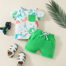 Fashion New Boy Cartoon Dinosaur Printing Suit
