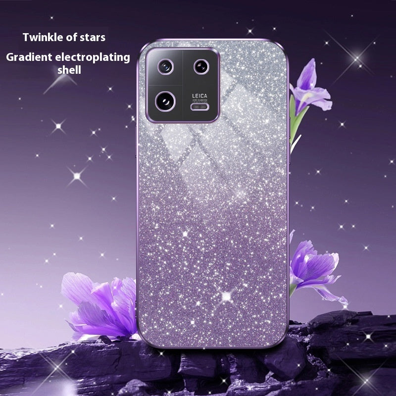 Coque de téléphone Xiaomi 146D à paillettes dégradées, galvanoplastie, 13 trous fins