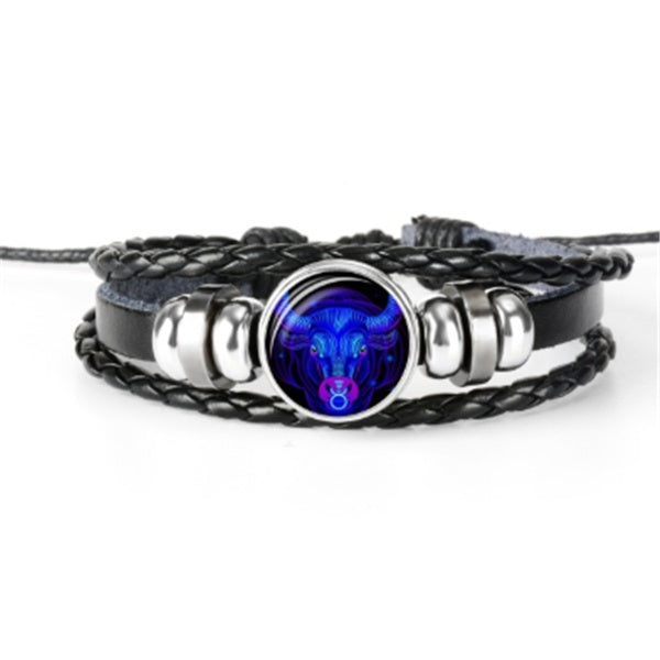 Bracelet tressé avec constellation du zodiaque pour hommes, femmes et enfants