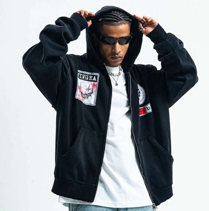 Fleecegefütterter Pullover mit Doppelreißverschluss für Herren und Damen im Wintermantel