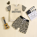 Children's Letter Printed T-shirt Plaid