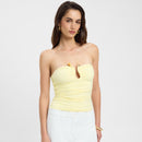 Solid Color Chest-wrapped Backless Pleated Agate T-shirt