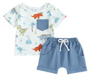 Fashion New Boy Cartoon Dinosaur Printing Suit