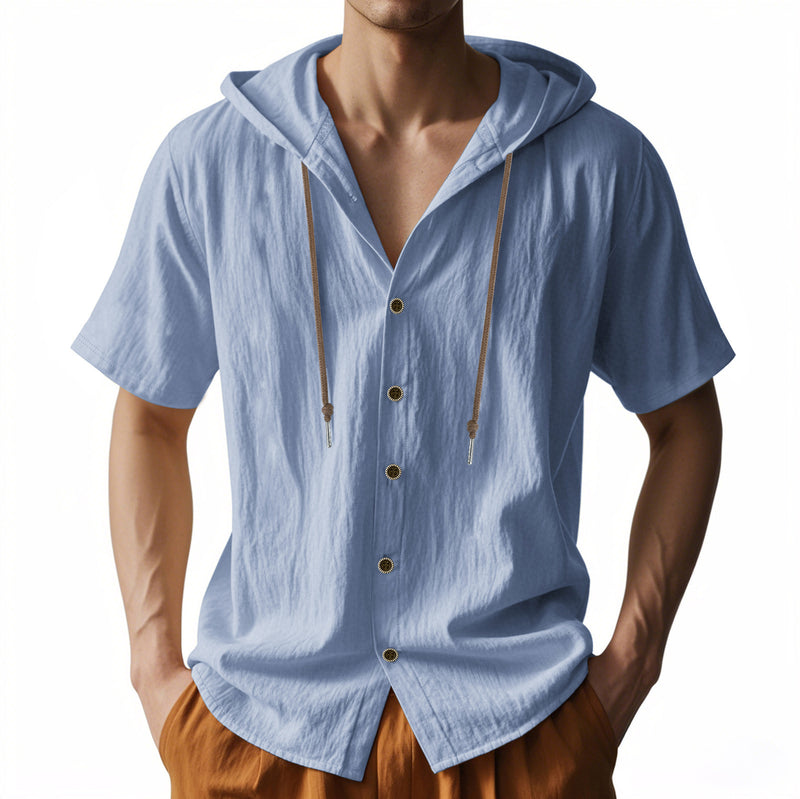 Chemise ample à capuche et manches courtes pour homme