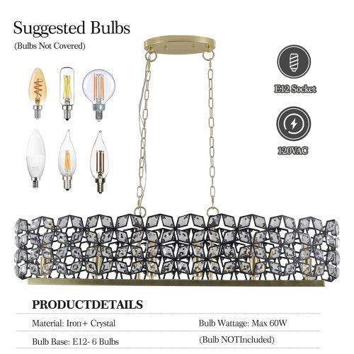 Modern Champagne Gold Oval Crystal Chandelier