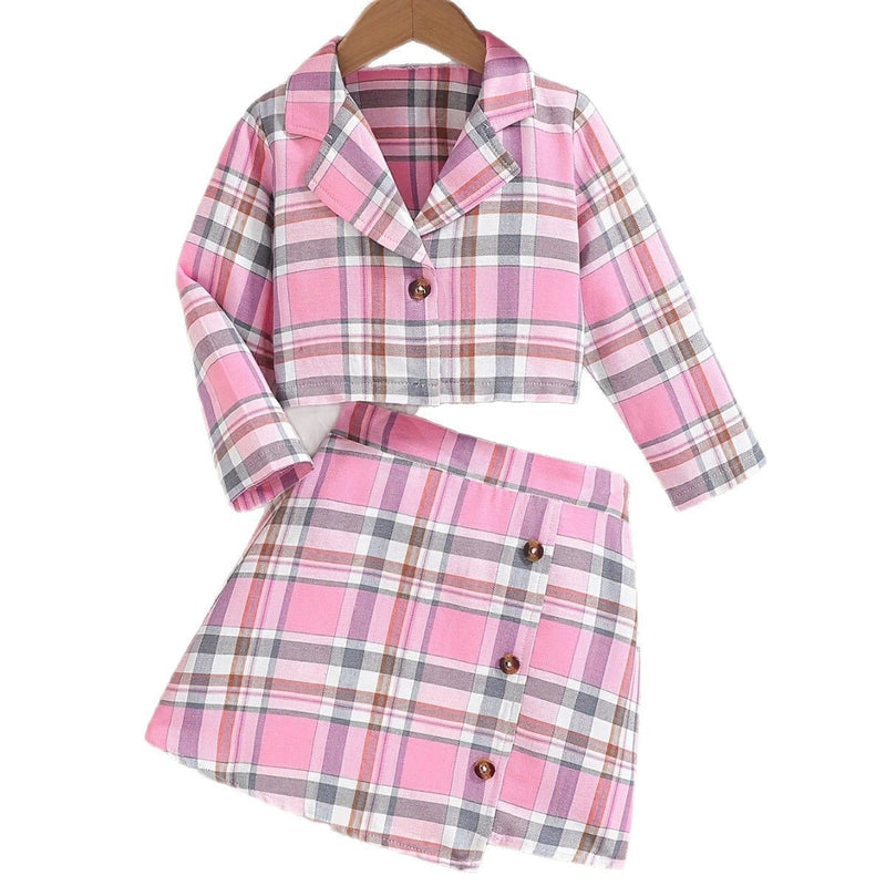Plaid Short Skirt Two-piece Suit Casual