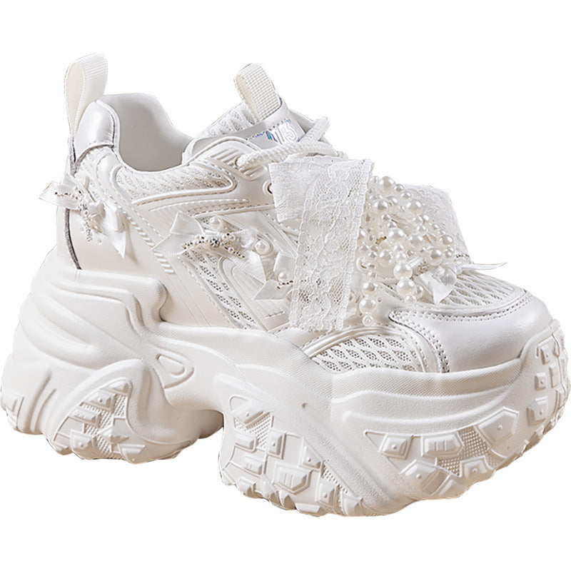 Mesh Surface Breathable Casual Versatile Thick Bottom Height Increasing Shoes