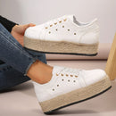 New European And American Cloth Rubber Cloth Lace Loop Round Toe Shoes