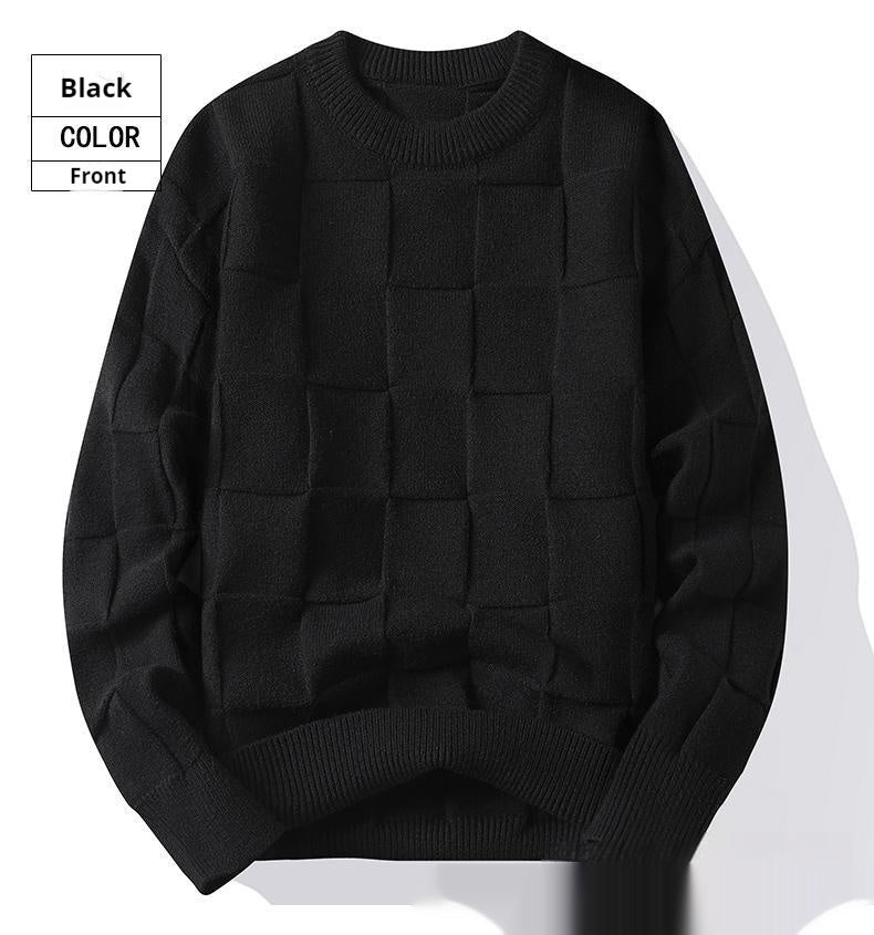 Frühling und Herbst Dreidimensionaler Runder Pullover Herren