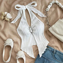 Casual Lace Up Metal Buckle Fit Asymmetric Hem Vest