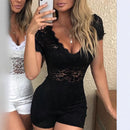 Summer New V-neck Sexy Hollow-out Slim Lace Women's Jumpsuit