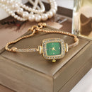 Pulling Rope Design Small Square Diamond Bracelet Watch
