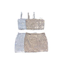 Women's Rhinestone Camisole Short Vest Waist-leaking Hip Skirt Two-piece Set