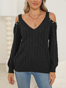 Woven Bottoming Shirt Deep V Off-the-shoulder Pullover Loose Sweater