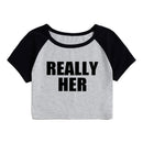 Fashion Letter Pattern Printed Short Top Navel T-shirt