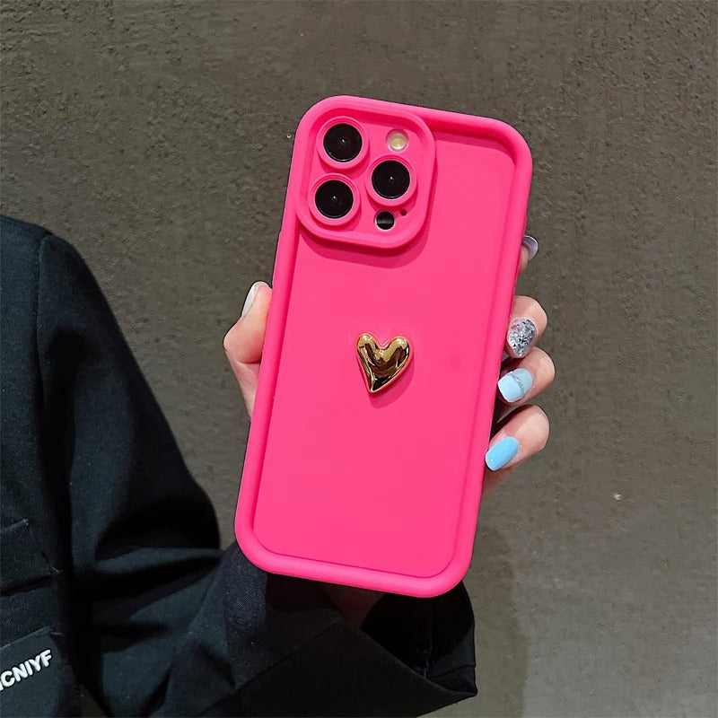 Coque de téléphone tout compris Golden Love avec galvanoplastie tridimensionnelle givrée