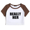 Fashion Letter Pattern Printed Short Top Navel T-shirt