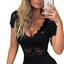 Summer New V-neck Sexy Hollow-out Slim Lace Women's Jumpsuit