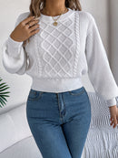 Solid Color Twist Lantern Long Sleeve Fitted Waist Sweater Women's Clothing