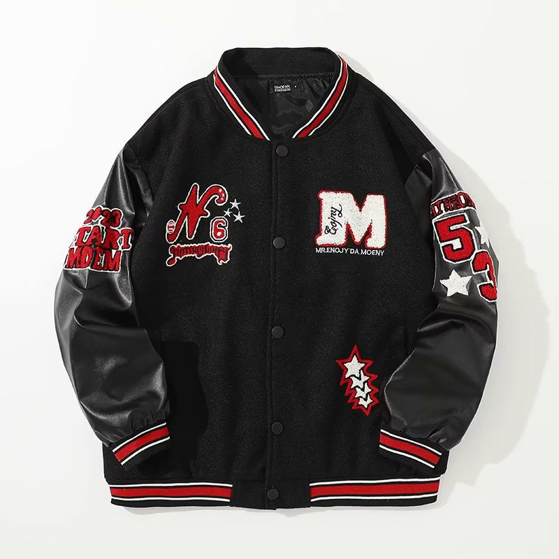 Stitching Color Blocking Baseball Uniform Coat