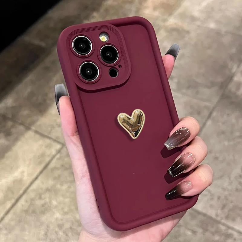 Coque de téléphone tout compris Golden Love avec galvanoplastie tridimensionnelle givrée