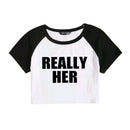 Fashion Letter Pattern Printed Short Top Navel T-shirt