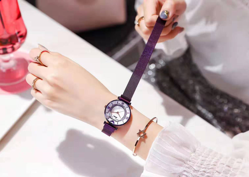 Women's Waterproof Magnetic Mesh Strap Watch