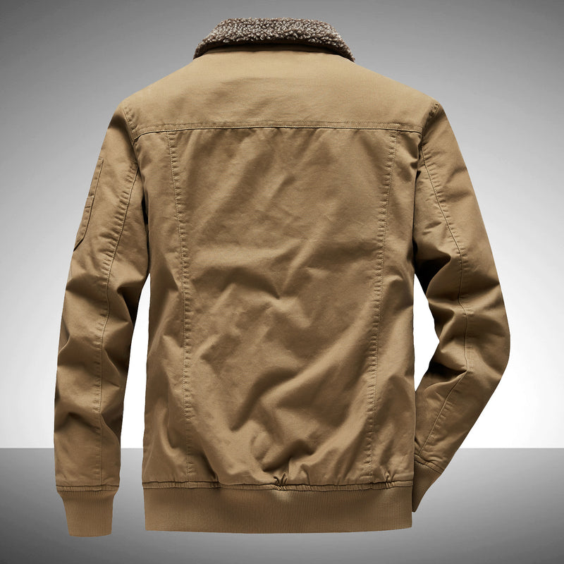 Herrenjacke Herbst und Winter Fleecegefütterte gepolsterte Overallsjacke