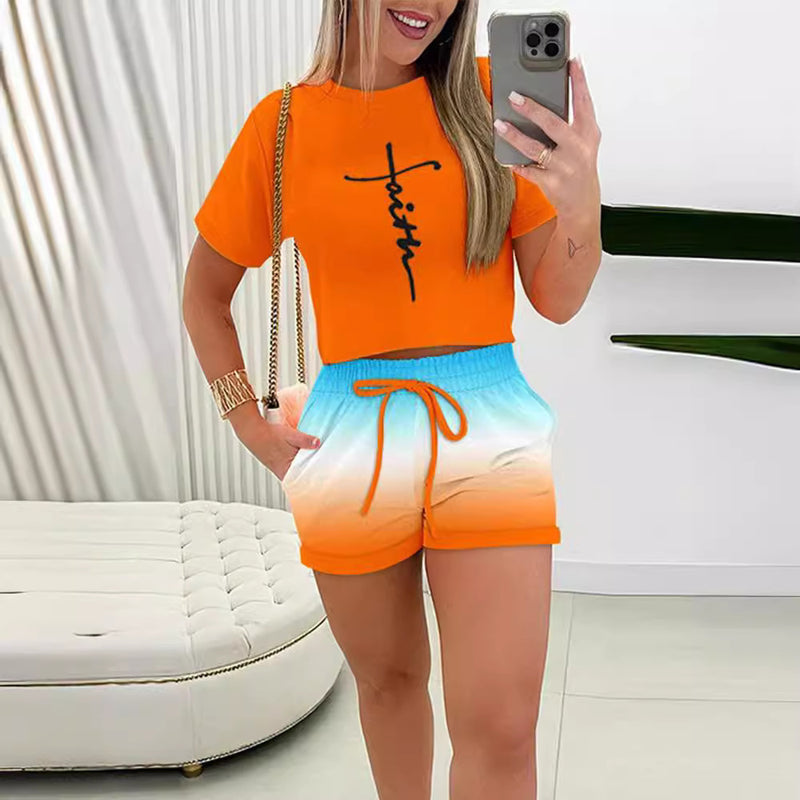 Fashion Personality Women's Lace-up Shorts Suit