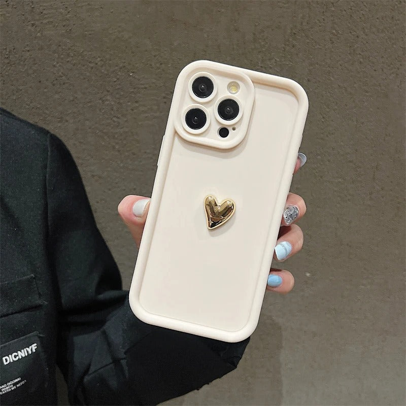 Coque de téléphone tout compris Golden Love avec galvanoplastie tridimensionnelle givrée