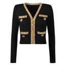 Fashionable Knitted Sequin Bead Tup Cardigan Coat Package Hip Skirt