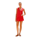 European And American Solid Color Shorts Casual V-neck Vest Waist-tight Suit